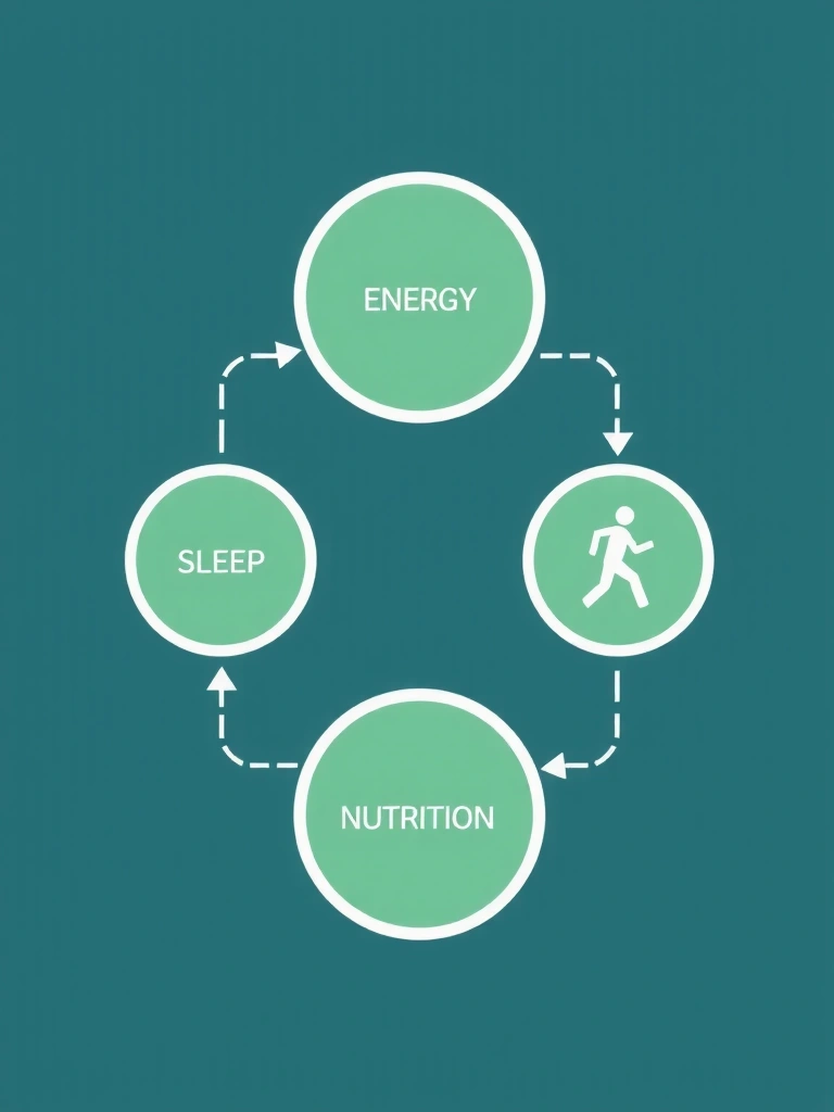 Abstracte visuele weergave van een persoonlijk voedingsplan met vier hoofdgebieden