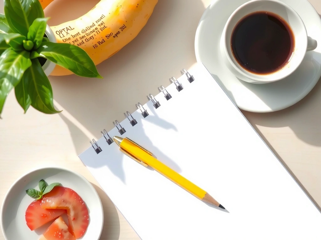 Ambachtelijke setting: notitieboekje en koffie